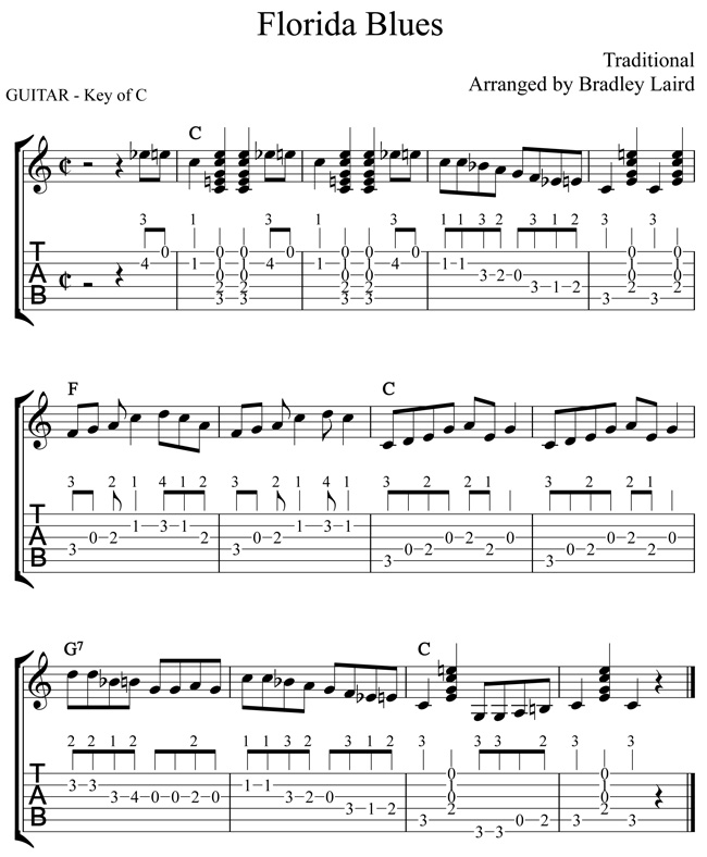 free guitar tab florida blues