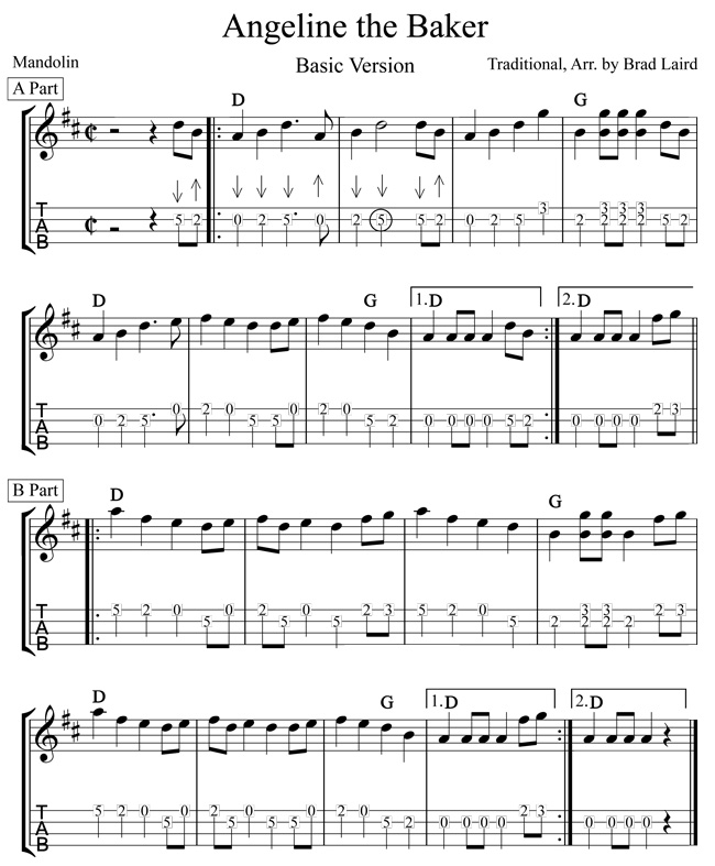 free mandolin tab tablature angeline the baker